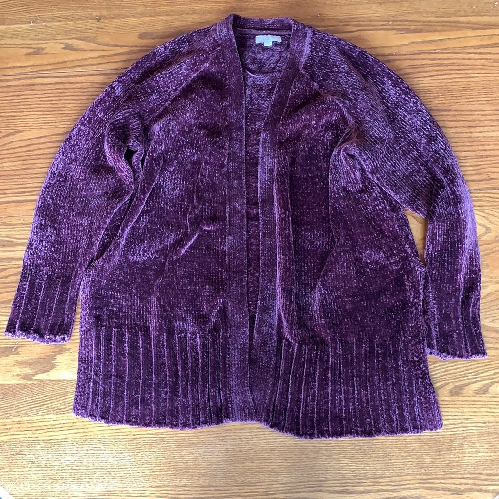 Loft Medium Cranberry Plush Long Cardigan